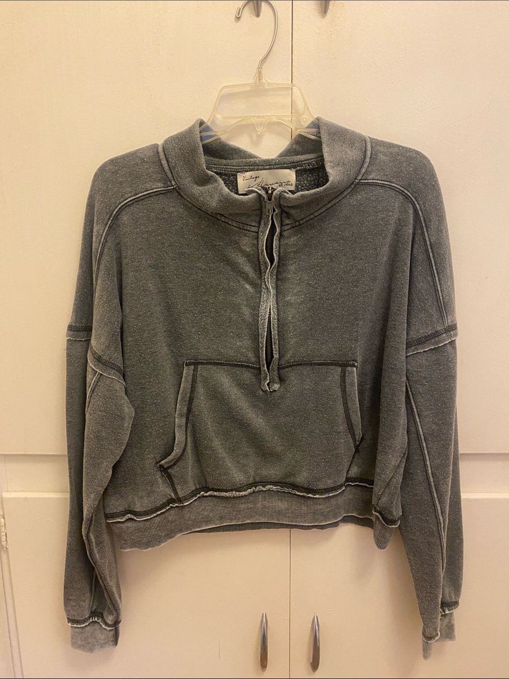 Vintage Havana Washed Gray Half-Zip Pullover Sweater